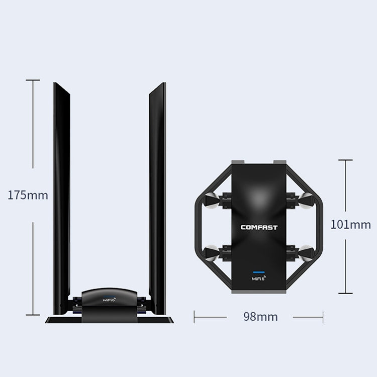 COMFAST CF-966AX Free-drive Dual Band 1800Mbps USB3.0 High Power Wireless WiFi 6 Adapter, CF-966AX COMFAST CF-966AX Free-drive Dual Band 1800Mbps USB3.0 High Power Wireless WiFi 6 Adapter, CF-966AX